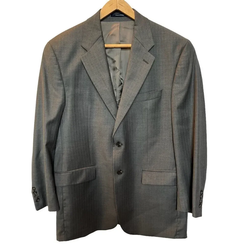 Chaps Ralph Lauren Men's Wool/Cashmere Sport Coat Gray w/ blue stripe Size 40R